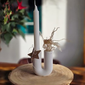 Resim Şık U-Şekilli Silikon Mum Tutucu Kalıbı - DIY Vazo ve Çiçek Düzenleme El Sanatları | Ev Dekoru, Mum Tutucu El Sanatları için Çok Yönlü Reçine/Alçı Dekoratif Parça Kalıbı | Minimalist Tasarım | Silikon Kalıp 
