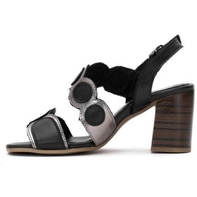 Resim Venüs 2108513y Kadın Hakiki Deri Topuklu Sandalet Siyah Siyah 