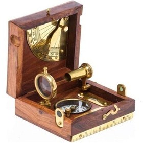 Resim Dekoratif Ahşap Kutulu Pirinç Pusula 12 5 Cm 