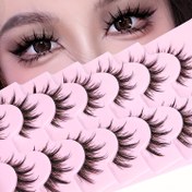 Resim Anime Tarzı 3D Sahte Kirpikler, Tekrar Kullanılabilir C Kıvrım Bireysel Kütleler, 0.07mm-0.10mm Kalınlık, Doğal ve Kedi Göz Görünümü, 10-15mm Uzunluk, Başlangıçlar İçin, Çoklu Çift Paket 