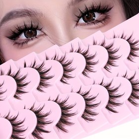 Resim Anime Tarzı 3D Sahte Kirpikler, Tekrar Kullanılabilir C Kıvrım Bireysel Kütleler, 0.07mm-0.10mm Kalınlık, Doğal ve Kedi Göz Görünümü, 10-15mm Uzunluk, Başlangıçlar İçin, Çoklu Çift Paket 