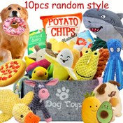 Resim 10 Adet Köpek Peluş Oyuncaklar, Çizgi Film Desenli Dayanıklı ve Etkileşimli Squeaky Pet Oyuncağı Seti - Kemiriciler İçin Uygun, Küçük Köpekler için Daha Uygundur, Çekişme Savaşı Türleri, Köpeğinizin Can Sıkıntısından Korunmasını Sağlar 