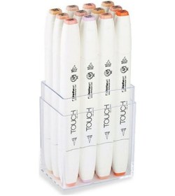 Resim Touch Twin Brush Marker Fırça Uçlu Marker Seti 12 Renk Ten Tonlar 