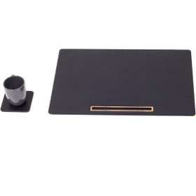 Resim Deri Toplantı Sümeni Düz Siyah Yatay Ahşap Detaylı 49x34cm 