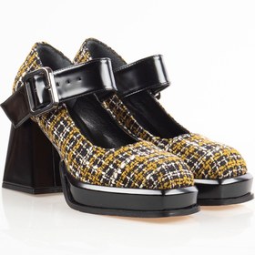 Resim Nemesis Shoes Kadın Topuklu Platformlu Ayakkabı Siyah Kırcıklı Kumaş 