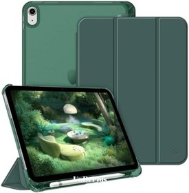 Resim UnDePlus iPad 11.Nesil A16 11inç/10.Nesil 10.9inç ile uyumlu Kılıf Flip Cover Kalem Bölmeli PC Case Koyu Yeşil 
