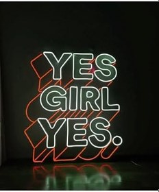 Resim Yes Girl Yes Neon Led Aydınlatma Tabela 50x50 cm Turuncu-Beyaz, yesgirls 