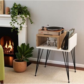 Resim Modalanka Begonya Koltuk Yanı Sehpa - Raflı, Gazetelik, Süslük, Kitaplık, Dergilik ve Metal Ayaklı Şık Sehpa 