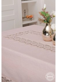 Resim Beril Lüx Dantelli Keten Kumaş Pudra Masa Örtüsü 160x230 Cm - 1124 Çok Renkli 