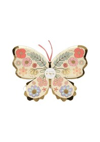 Resim Meri Meri - Floral Butterfly Plates - Çiçekli Kelebek Tabak - 8'li 