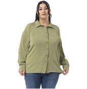 Resim Büyük Beden Reglan Kollu Fıstık Yeşili Gömlek Fıstık Yeşili 