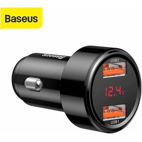 Resim Geeksen Baseus 45w Çift Usb Hızlı Araç Şarj Cihazı, Led Ekran, 6a Akım, Çoklu Koruma, Siyah 