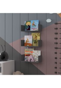 Resim Çocuk Odası Raf / Kitaplık Çr-03 Antrasit Antrasit 