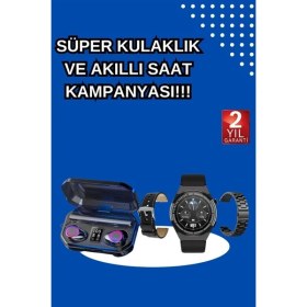 Resim Yeni Nesil Kampanyası Bluetooth Bağlantılı Akıllı Saat ve Kablosuz Kulaklık D - F963K887-U65 