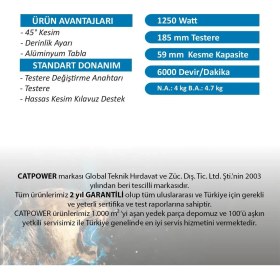 Resim Verto Catpower 1207 Daire Testere 185 mm 1250 Watt 