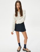 Resim Polo Yaka Ajurlu Kazak Uzun Kollu Parlak Çiçek Düğme Detaylı 