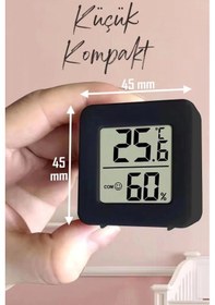 Resim Mini Lcd Dijital Sıcaklık Nem Ölçer Termometre Higrometre - Duvara Takılabilir Siyah 