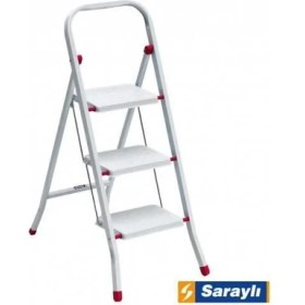 Resim Kaia Life Saraylı Pratik Metal Merdiven Beyaz 3 Basamaklı 