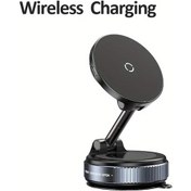 Resim Challenger N52 Güçlü Manyetik Araba Şarj Cihazı 360 Derece Dönebilen Vakum Emme Kupa Siyah Usb C Uyumlu 