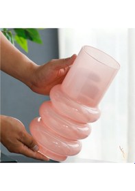 Resim Orbına Pembe Boğumlu Cam Vazo - 26 Cm Pembe 
