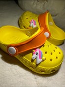 Resim Akınalbella Deniz Havuz Plaj Yazlık Banyo Sarı Turuncu Unicorn Renkli Çocuk Crocs Tipi Terlik 
