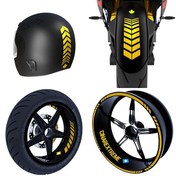 Resim Moto Rider Yaldızlı Gold İç Dış Jant Şeridi Kask ve Çamurluk 4'lü Sticker Seti Çınar Extreme