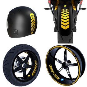 Resim Moto Rider Yaldızlı Gold İç Dış Jant Şeridi Kask ve Çamurluk 4'lü Sticker Seti 