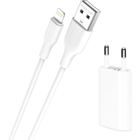 Resim Fitplus Bianca Seri Şarj Aleti ve Lightning Kablo Set 1.1A FT-803 Beyaz 
