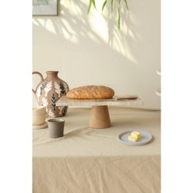 Resim Akayev Traverten 30X20 cm Konik Ahşap Ayaklı Sunumluk 