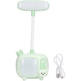 Resim Çocuklar İçin Tv Tarzı Tabanlı Silikon Kaz Boynu Usb Şarjlı Yumuşak Led Masa Lambası Okuma Lambası Öğrenciler İçin Çalışma Çalışma Yeşil 