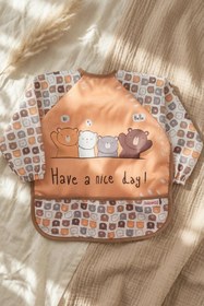 Resim Bebechi Beary Hugs Sıvı Geçirmez Bebek Mama Önlüğü 6-24 Ay - Blw Uyumlu, Leke Tutmaz Geniş Cepli Boho Bebek 