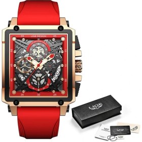 Resim Hanyang Gül Altın Kırmızı Lıge Erkekler Için Üst Marka Lüks Moda Saatler Su Geçirmez Spor Kuvars Adam Kol Saati Aydınlık Silikon Kayış Relogio Masculino (Yurt Dışından) 