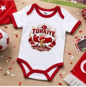 Resim Bk Gift Türkiye Taraftar Temalı 2026 Dünya Kupası Tasarımlı Kırmızı Bebek Body Zıbın-2 Tek Yürek Milli Takım Ruhu 
