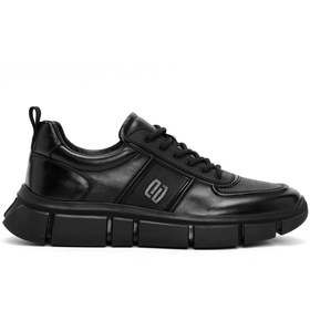 Resim Derimod Erkek Siyah Bağcıklı Kalın Tabanlı Deri Casual Sneaker,Kışlık Spor Ayakkabı 25WFD694914 