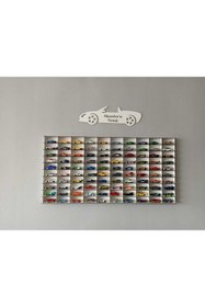 Resim CrDesign Ahşap Dekoratif Duvar Araba Rafı 100'lü Yatay Beyaz Renk (hotwheels Ve Matcbox Arabalarına Uygundur) 