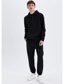 Resim DeFacto Regular Fit Eşofman Altı Cepli Beli Bağcıklı Lastikli Paça B6155AX24AUBK81 