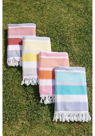 Resim %100 Pamuk Outlet 70x150 Plaj Havlusu Turuncu 