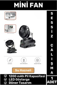 Resim Wintoup Su Hazneli Dijital Göstergeli Döner Başlıklı Sessiz Çalışma Masaüstü Ev Ofis Mini Vantilatör FAN 