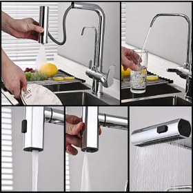 Resim Mutfak Eviye Bataryası Dual Flow Arıtma Çıkışlı Duş Şelale 4 Fonksiyonlu Spiralli 