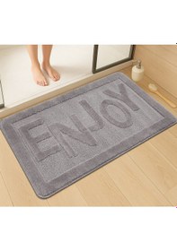 Resim Doğal Kaymaz Taban Banyo Paspas Uzun Ömürlü Yumuşak Dokulu Su Emici Yıkanabilir Enjoy 60x100 Gri 