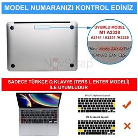 Resim MacBook Uyumlu Pro 13" 2020 M1 A2338 Türkçe Klavye Koruyucu Kılıf Siyah 