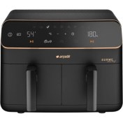 Resim Arçelik Airfryer, Çift Hazneli 2400 W 9 Porgramlı 8,5 Lt Sıcak Hava Fritözü, Siyah 
