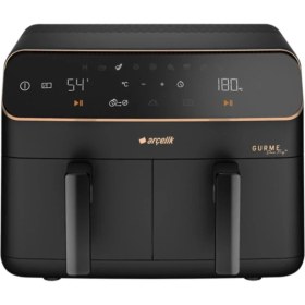 Resim Arçelik Airfryer, Çift Hazneli 2400 W 9 Porgramlı 8,5 Lt Sıcak Hava Fritözü, Siyah 