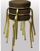 Resim TABURECİM Tabure (3 Adet) Gold Ayaklı, Mina Kumaş, Metal Ahtapot Ayak Aygl-225 