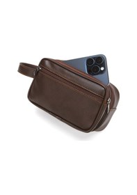 Resim Newish Polo Erkek Bileklik Kemerli Portföy Clutch Traş Kozmetik El Çantası New344 Kahverengi 