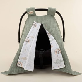 Resim Puset Örtüsü - Çift Taraflı - Koyu Yeşil Örgü - Yeşil Gökkuşağı 