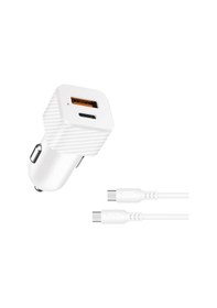 Resim Araç İçi Hızlı Şarj Çakmaklık Adaptörü 3.0 Usb Type-c Araç Şarj Cihazı Type-c Kablolu 