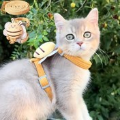 Resim Kedi Göğüs Kayışı Küçük Arı Kıyafeti Anti-Kaçış Uzman Kayış Kedi Halat H Font Sarı Ayarlanabilir Göğüs Kayışı Kedi Halatı, Döngü Stili Çevreleme, Kedi Aktivitesinin Aralığına Uymaktadır 