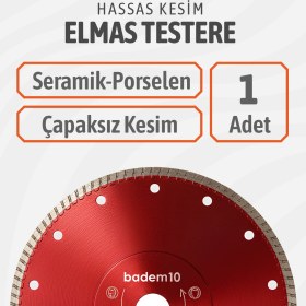Resim Badem10 Hassas Beton Seramik Porselen Kesme Elmas Testere 180X1,8MM Hassas Kesim Testere Bıçağı 