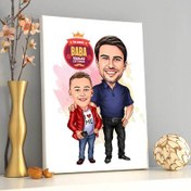 Resim Harika Baba ve Oğlu Karikatürlü Kanvas Tablo 